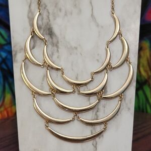 Gold Tone Statement/Runway Necklace